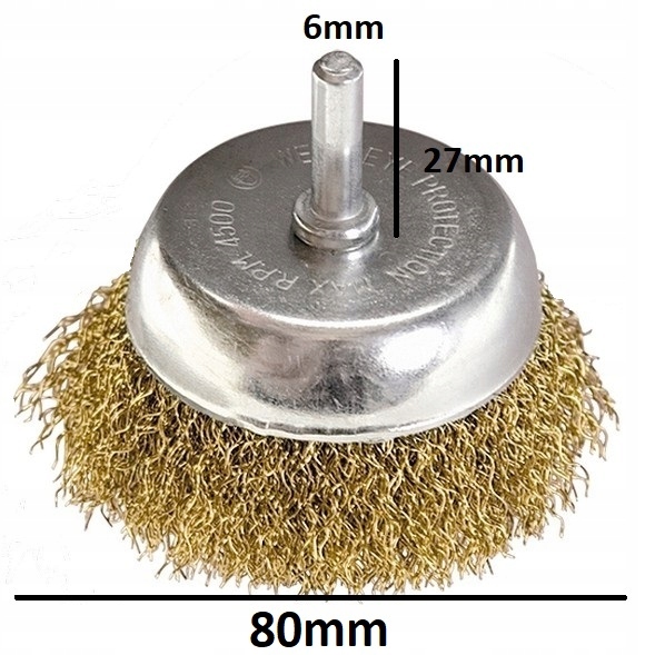 SZCZOTKA DRUCIANA DOCZOŁOWA NA WIERTARKĘ 80mm GĘSTA STALOWA MOSIĄDZOWANA Marka TurboTools
