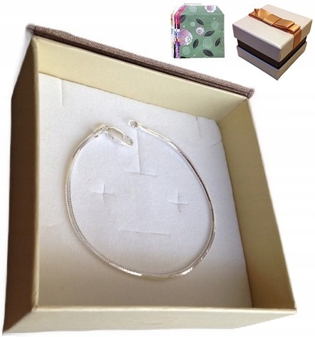 Srebrna 925 Bransoletka Damska Włoska Żmijka Żyłka (na Prezent)