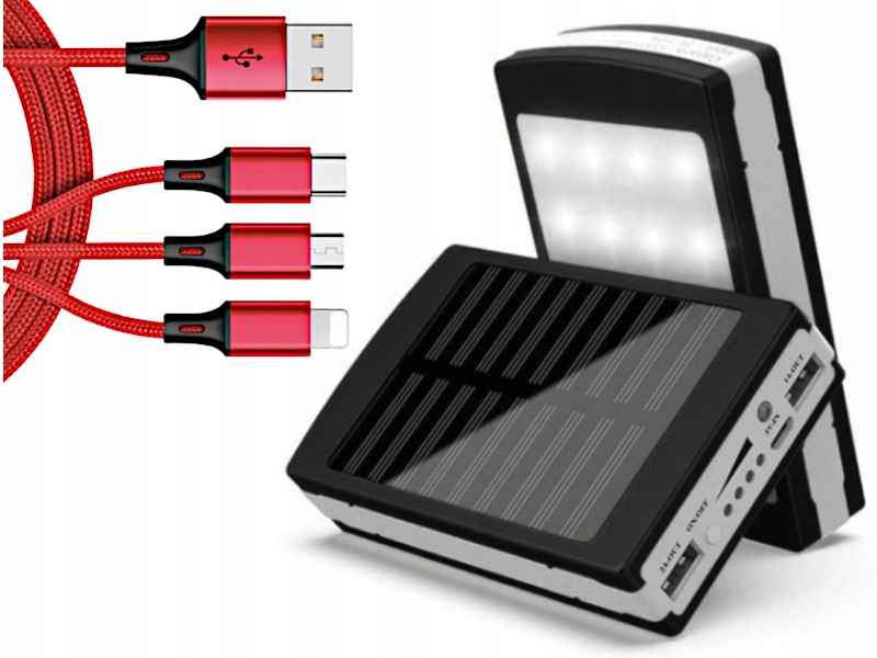 

Powerbank Solarny 20000mAh do Telefonu +Kabel 3w1