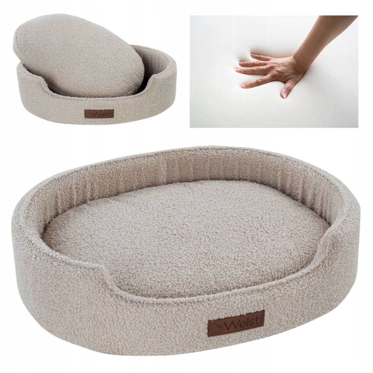 Legowisko ortopedyczne dla psa Welsti pianka memory boucle beż XXL 100x80