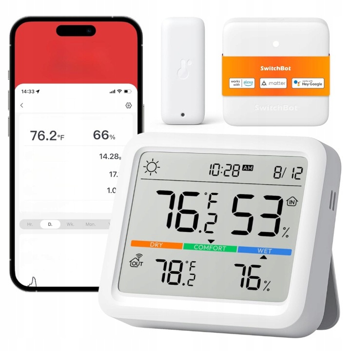 Switchbot Meter Pro Detektor CO2 Bluetooth Aplikácia Teplomer Vlhkomer