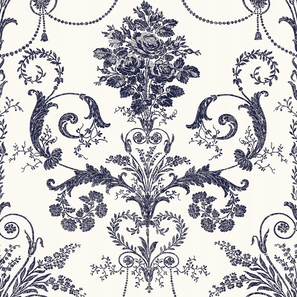 Bílá Tapeta Glamour Granátový Ornament Damašek