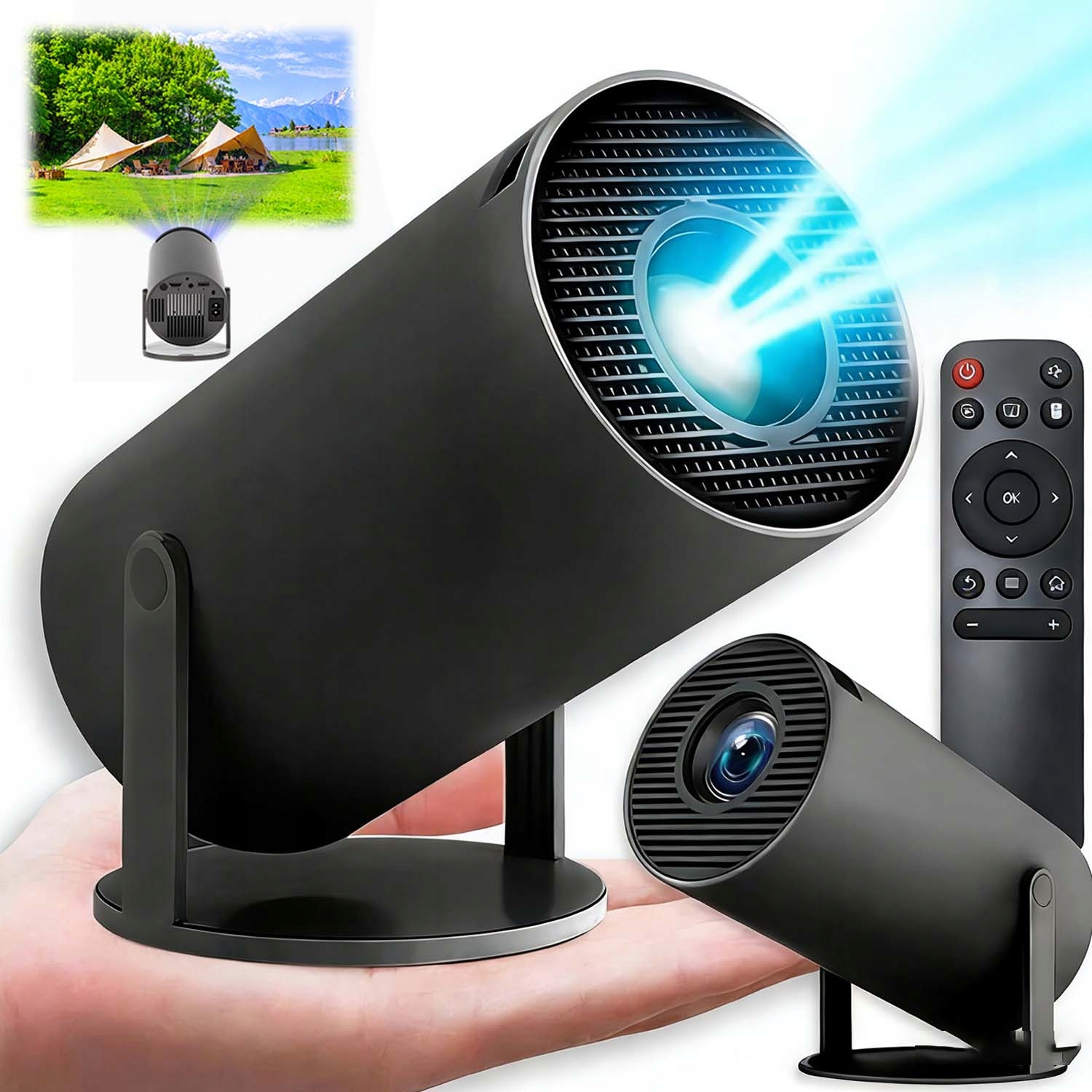 Projektor Rzutnik Android Tv Wifi Mini 4K Przenośny Smart Głośnik Obrotowy