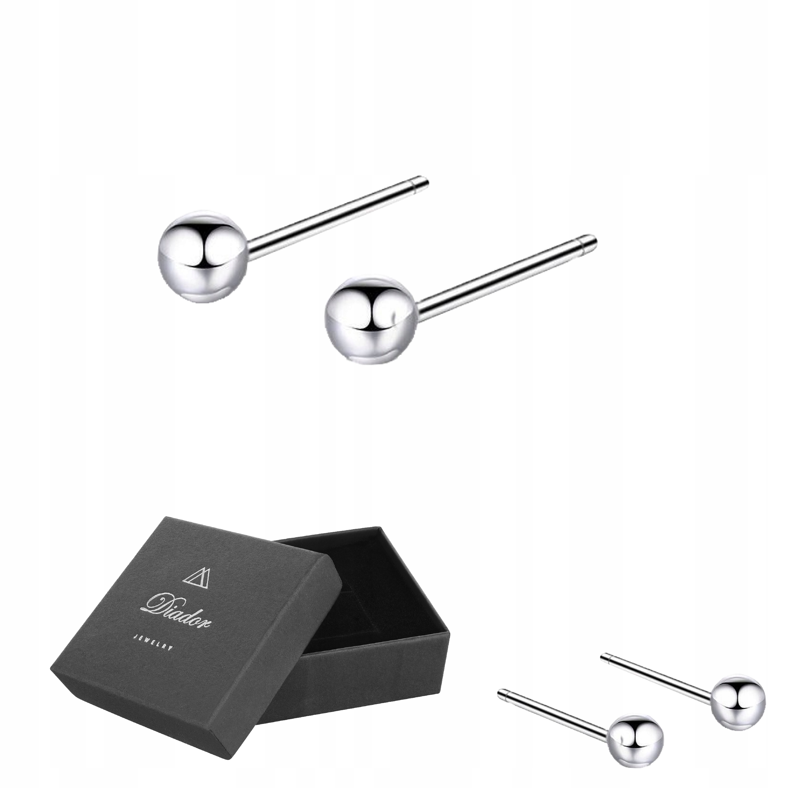 

Kolczyki Kulki Kuleczki 3mm Srebrne Rodowane 925