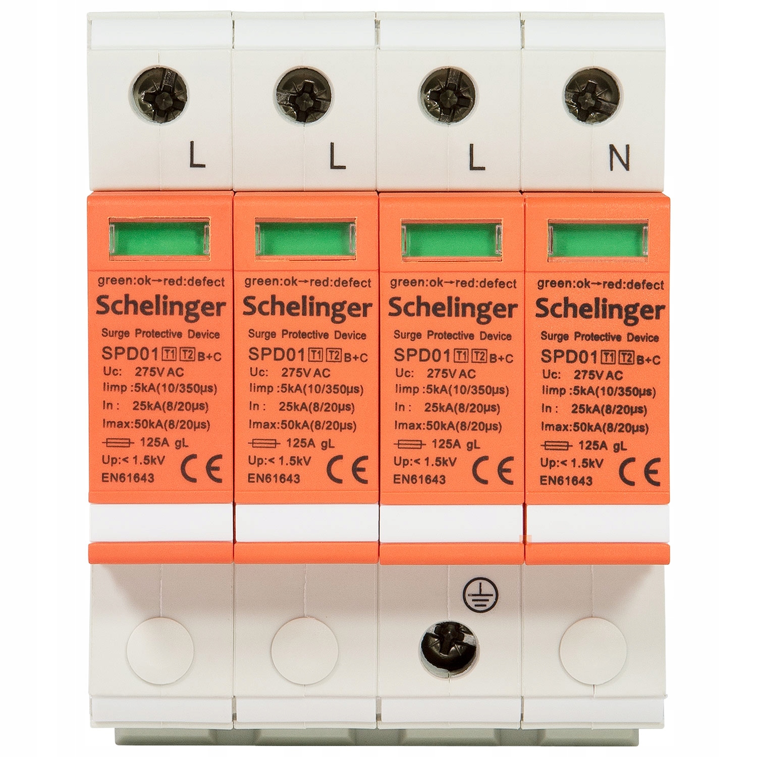 Schelinger Ogranicznik przepięć B+c 4P 5kA(10/350) T1+T2 A51-SPD01-4P-B+C