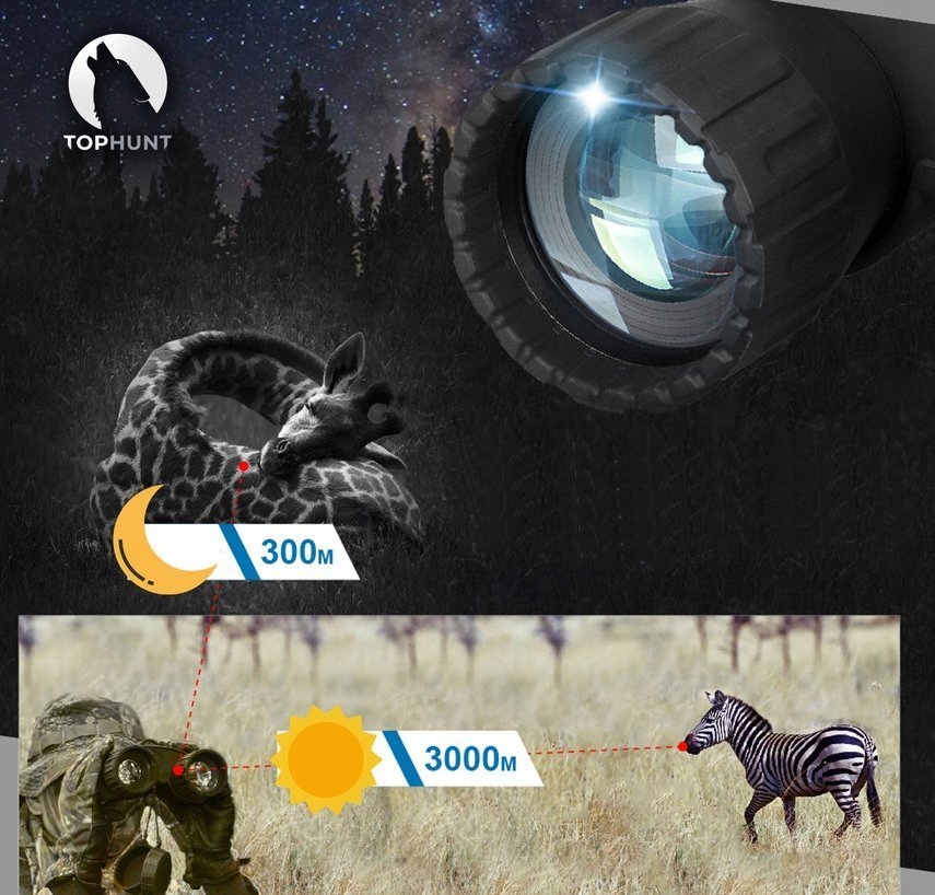 Прибор ночного видения TOPHUNT WG-80, дальность 300 м ИК IPX4
