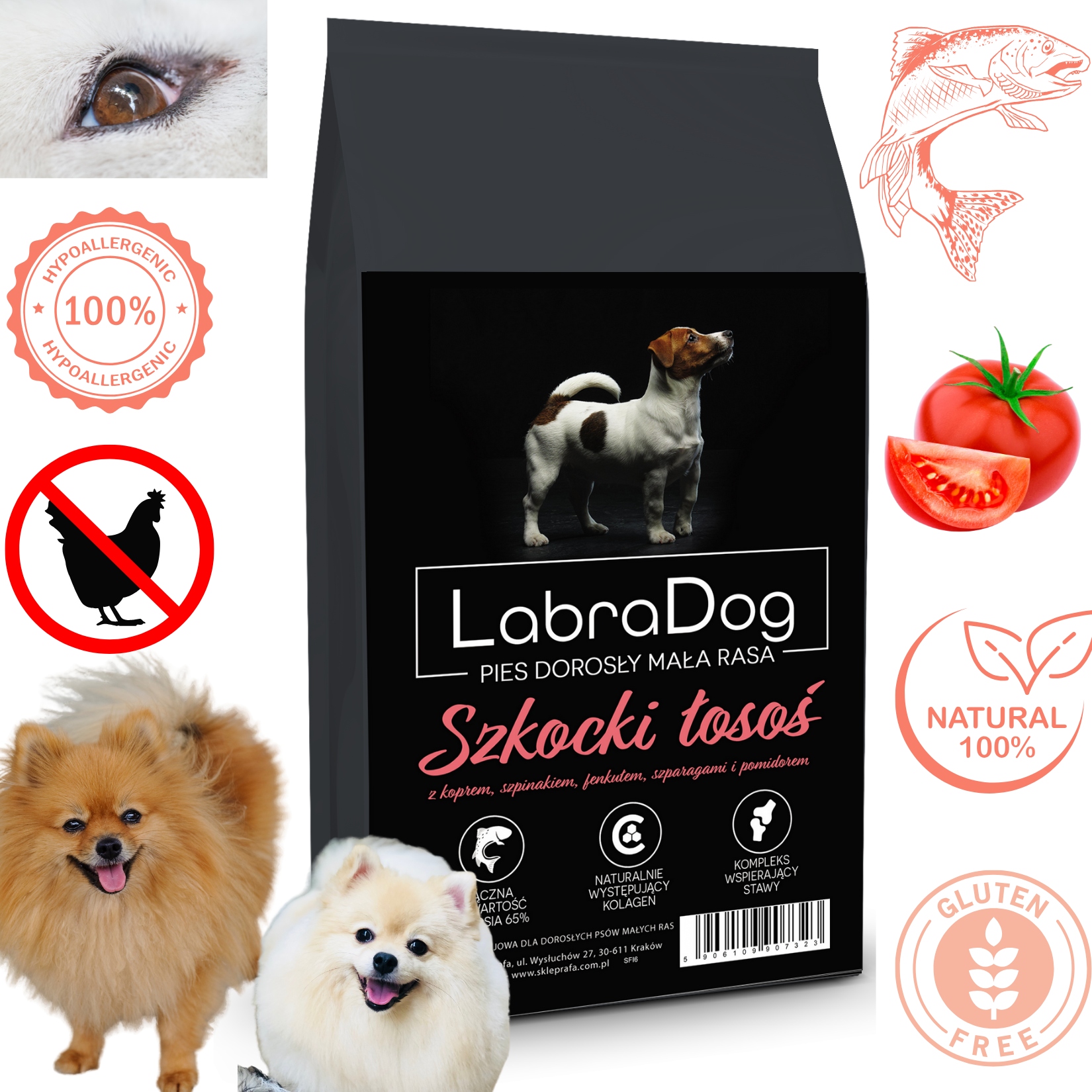 Levně LabraDog Superfood Skotský losos pro Pomeraniana na skvrny a alergie 2kg
