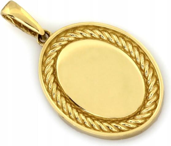 Zlatý přívěsek 585 zdobený oválným pod gravírování, moderní vzor přívěsku