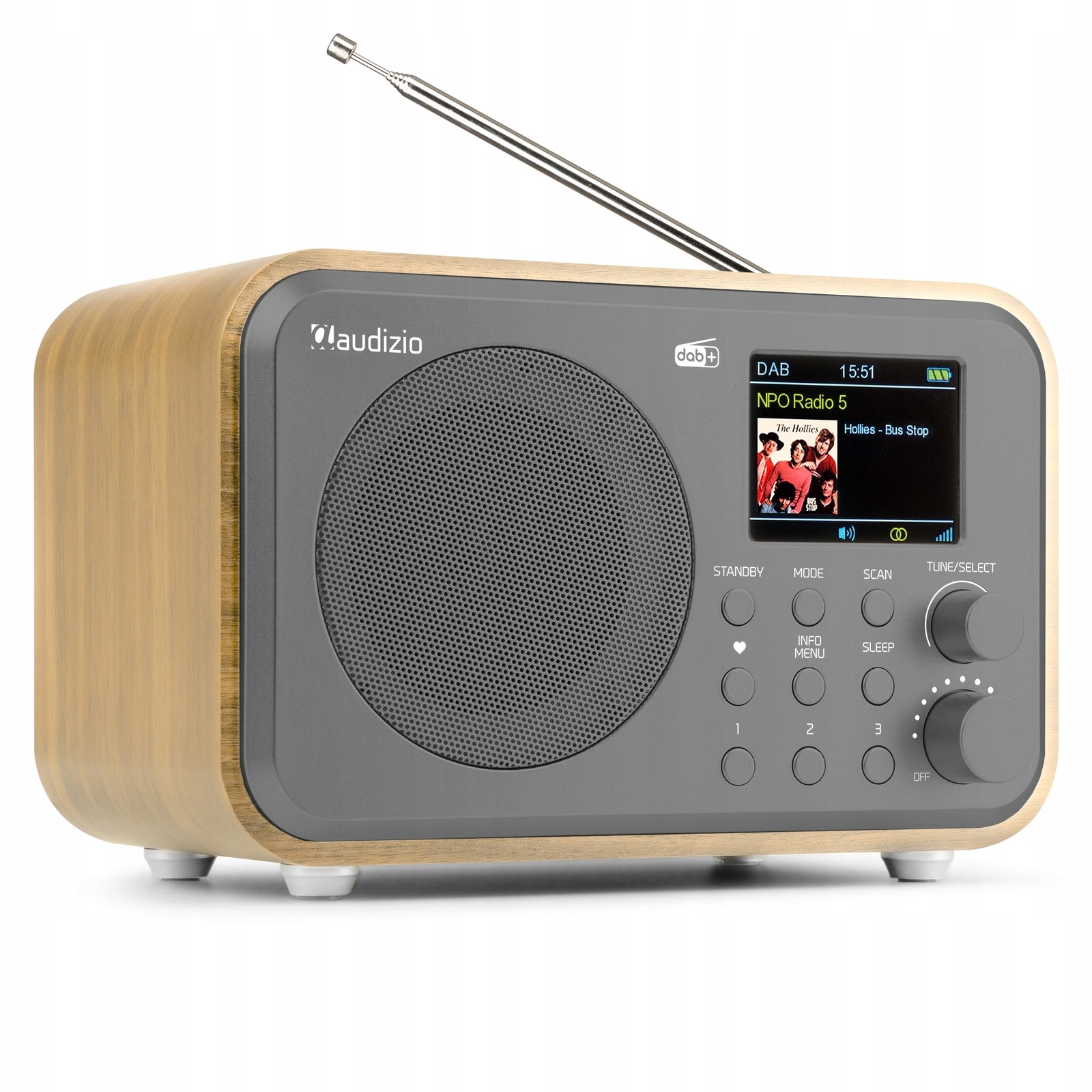 Radio Dab+ tuner Fm radio z akumulatorem do salonu biura szare