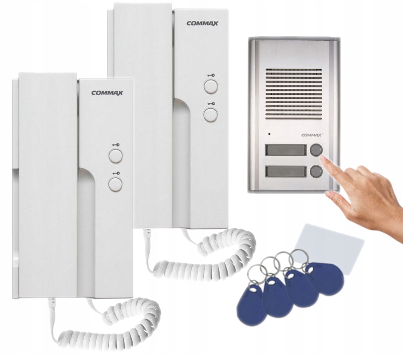 Commax Zestaw Domofonowy 2-RODZINNY 2 Unifony DP-2HPR 12VDC Kontroler Rfid