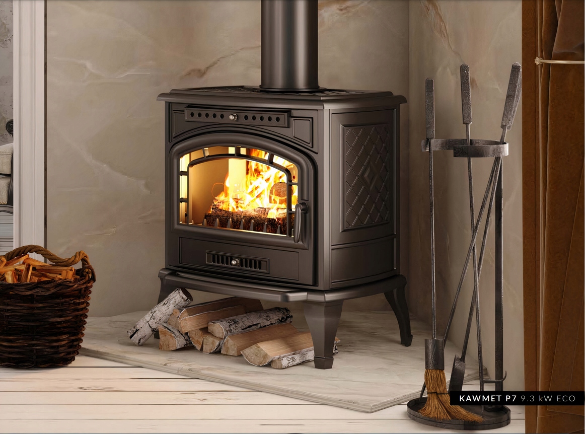 Piec piecyk kominek żeliwny koza wolnostojący KAWMET P7 ECO 9,3kW — 6