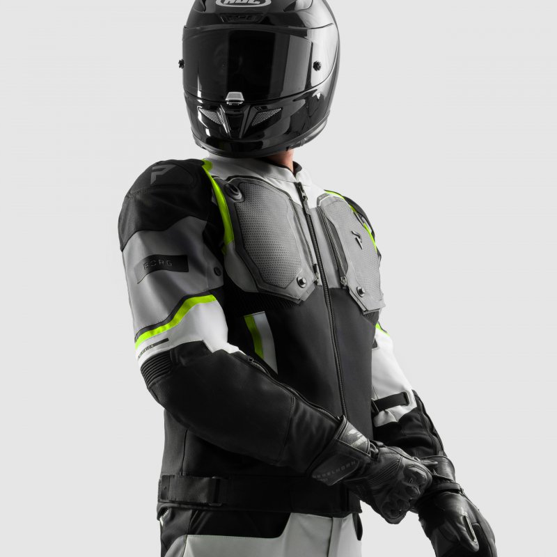 Textilná Motocyklová Bunda Rebelhorn Borg 2 Black Grey Fluo Yellow XXL