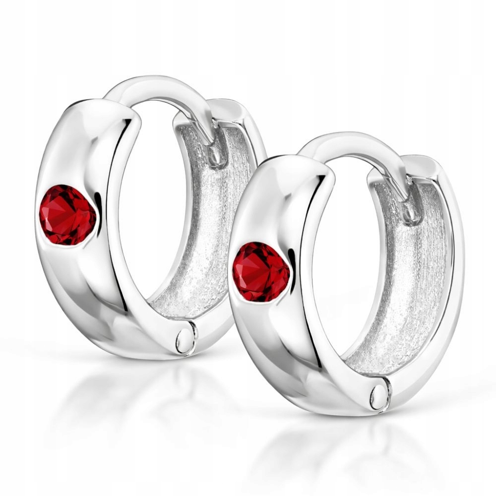Stříbrná Kolečka Náušnice Ryzost 925 Rubínová Kolečka Zirkon Na Zip