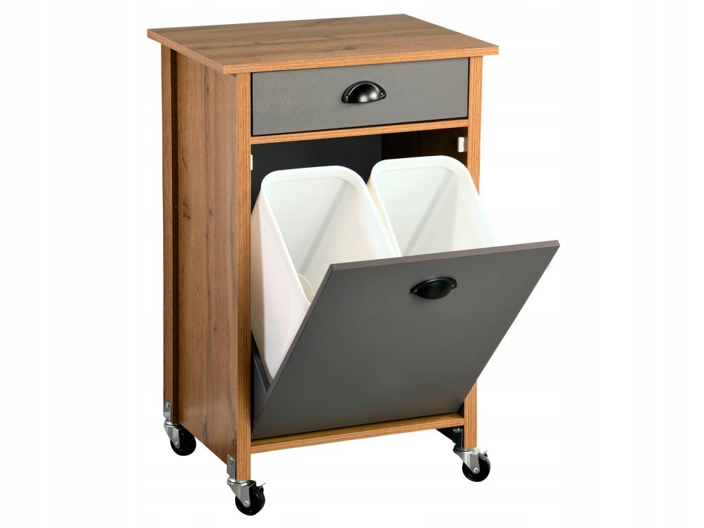 Kuchyňský barový stolek s koši na třídění odpadu, 79 x 50 x 37 cm