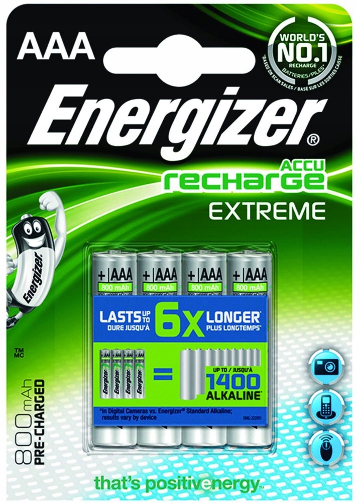 4x AKUMULATORKI baterie ENERGIZER R3 AAA 800mAh