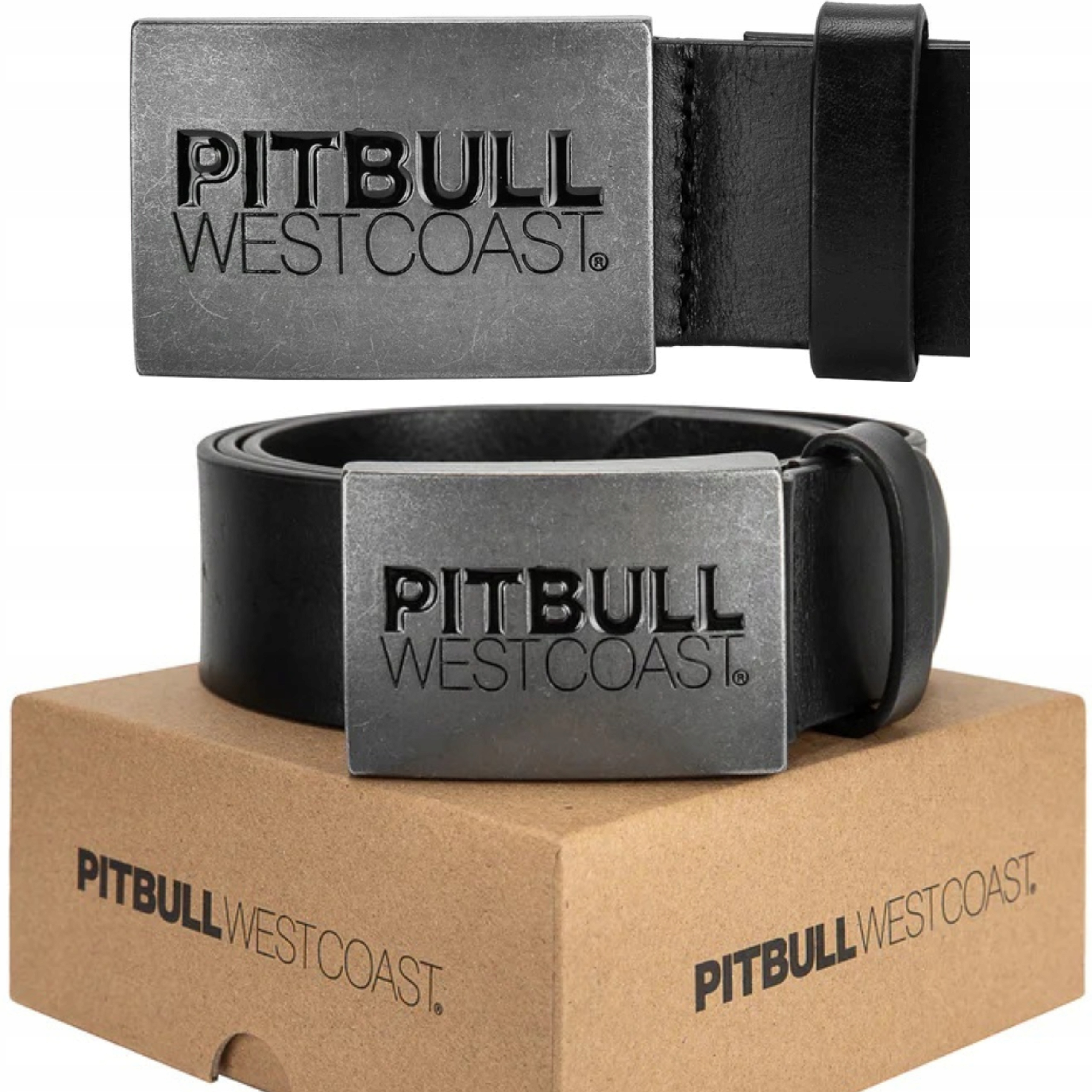Męski Pasek Skórzany Pit Bull Metalowa Klamra Skóra Naturalna 100CM