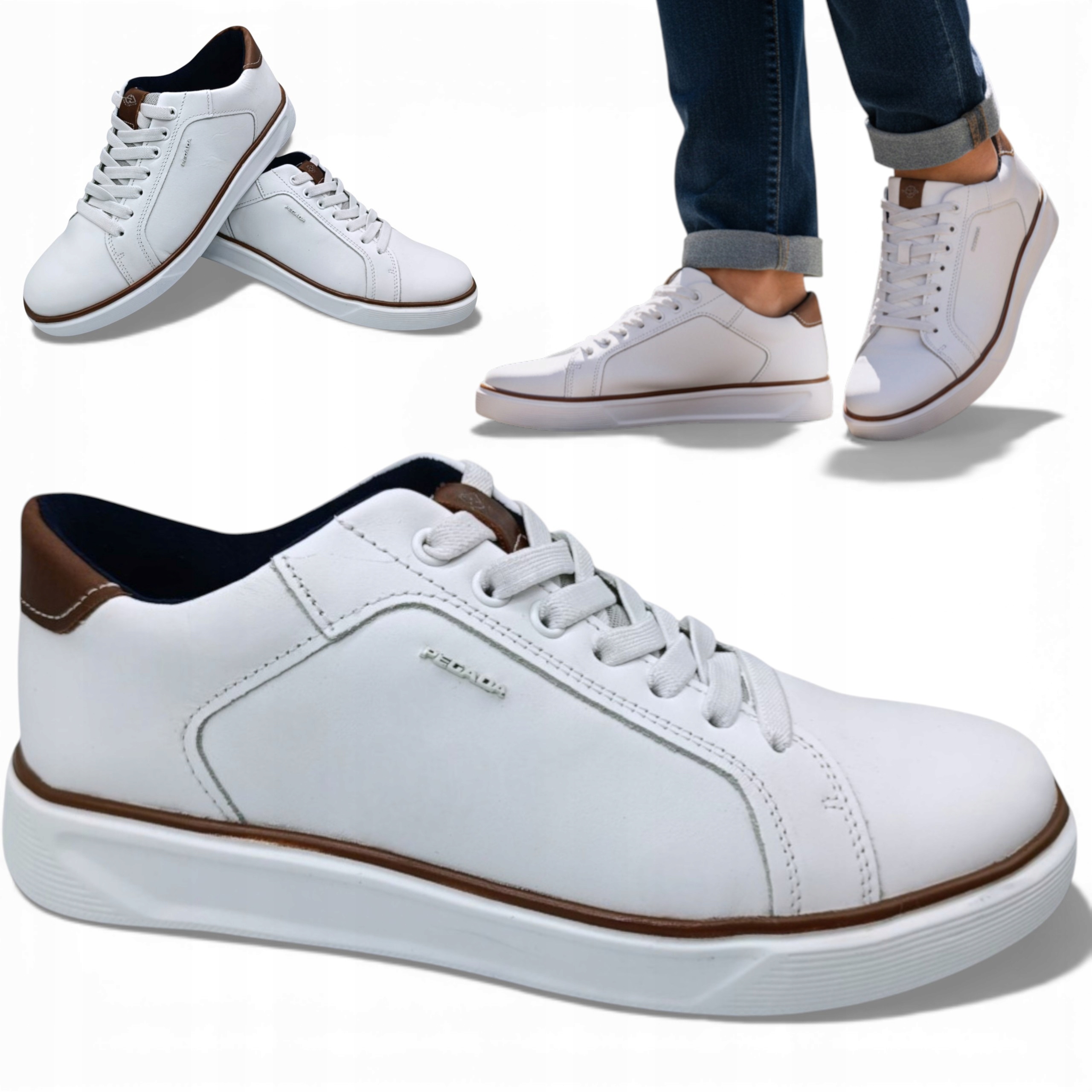 44 Pánské boty z přírodní kůže, šněrovací, lehká sportovní obuv Pegada