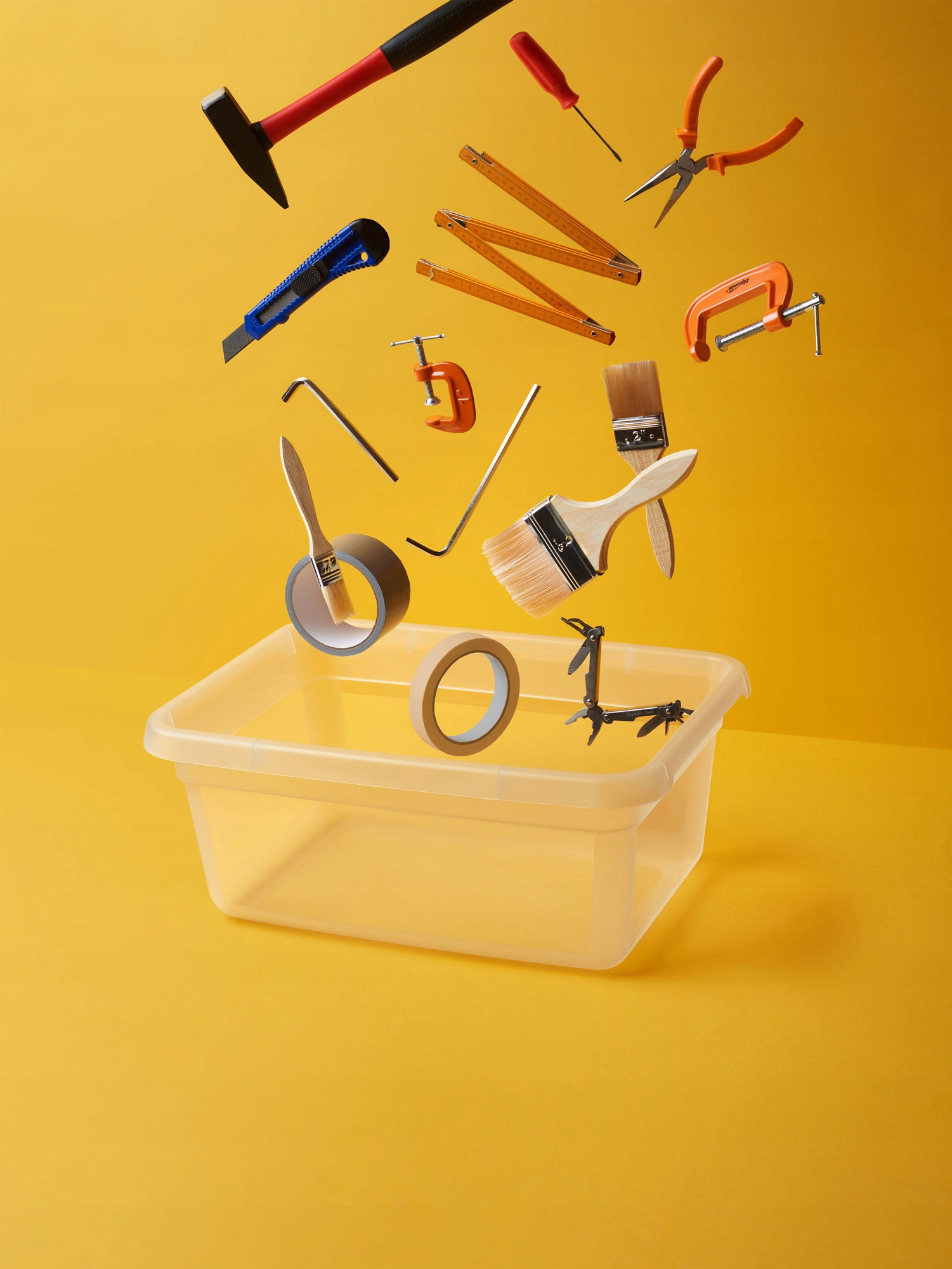 Pojemnik plastikowy 4,5 l pomarańczowy z pokrywką organizer box do domu