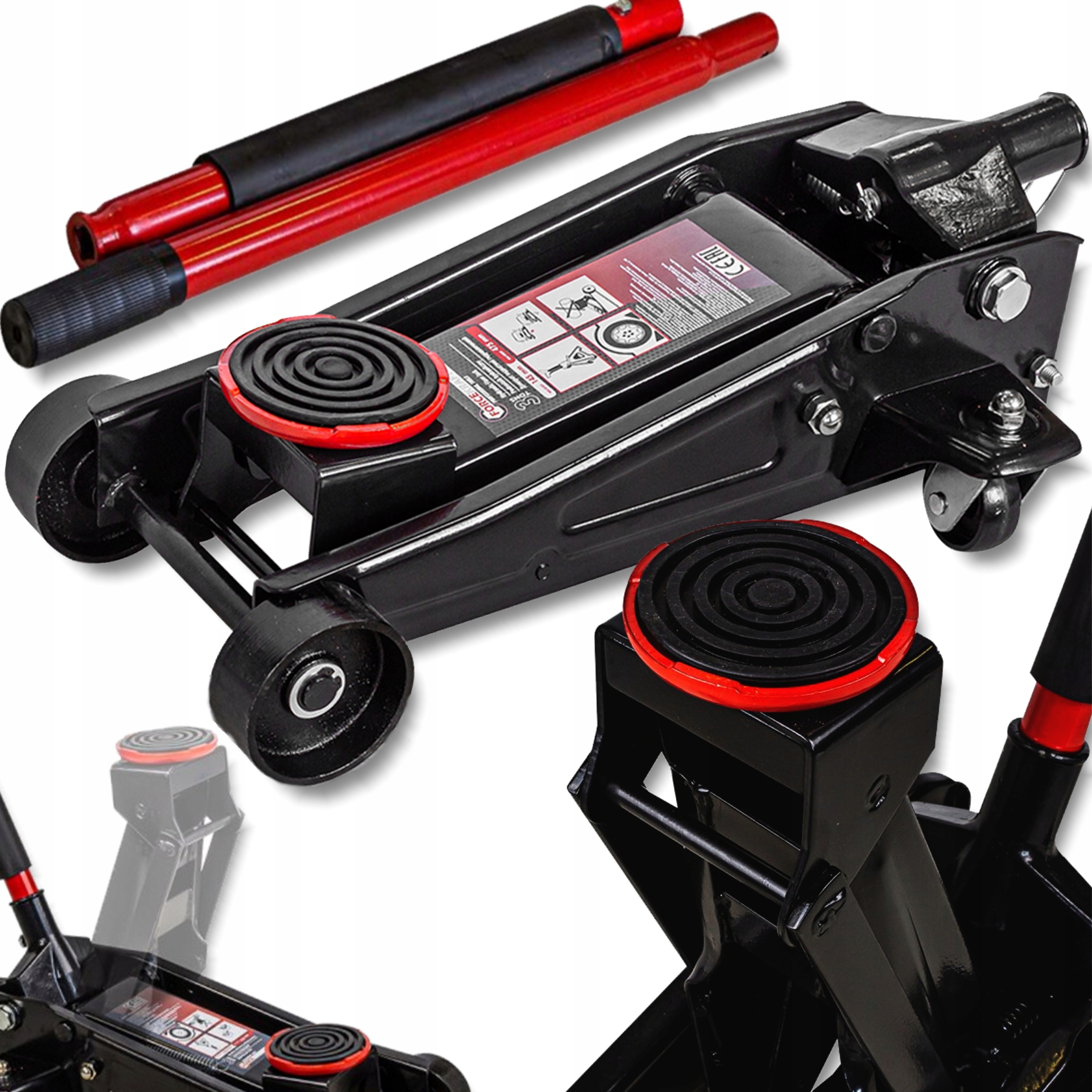 Hydraulický zdvihák do auta žaba páka guma 3T Forcekraft