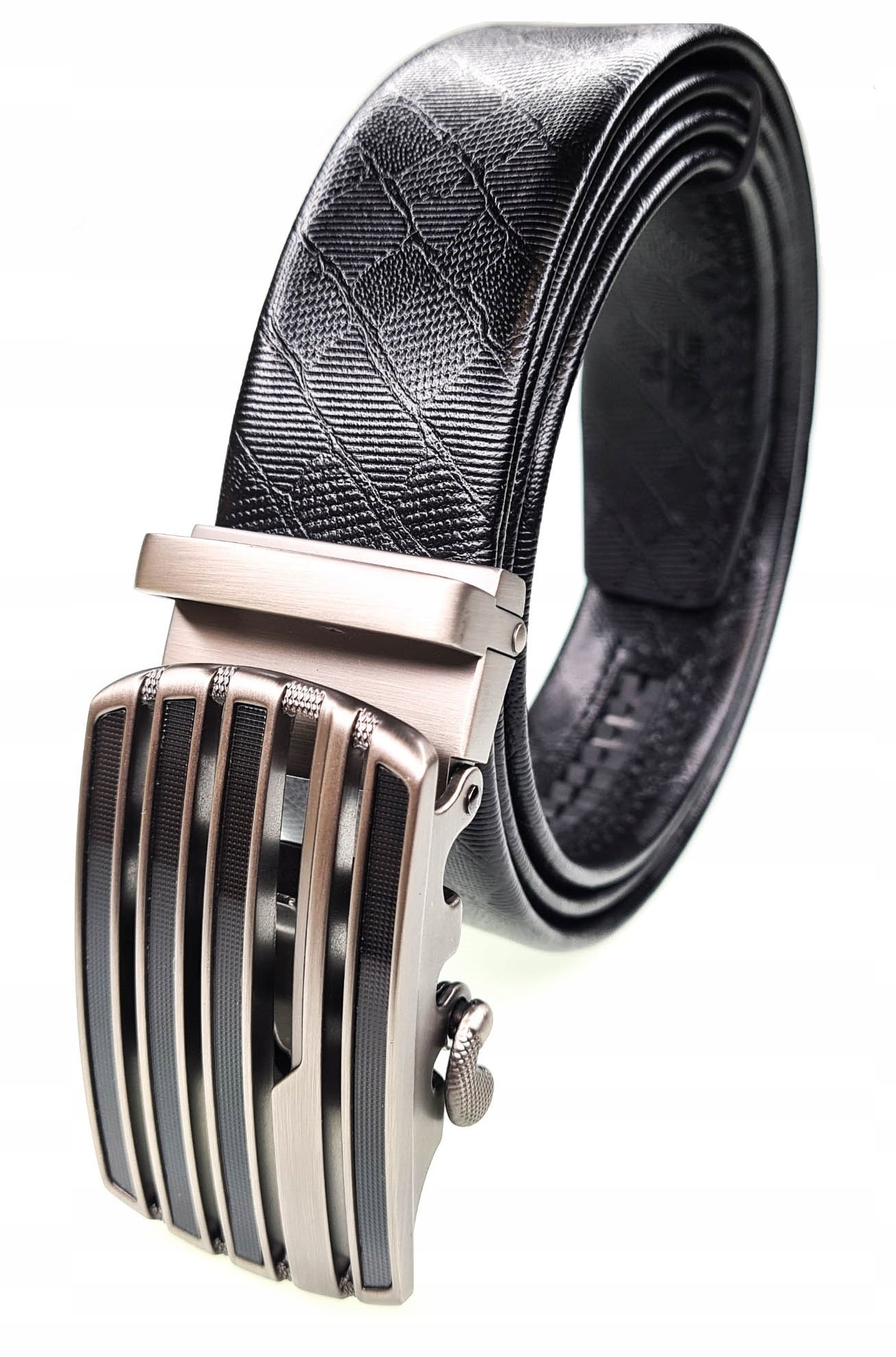 Luxusní Černý Pánský Kožený Opasek Automatický Ažurový Pásek 120 CM