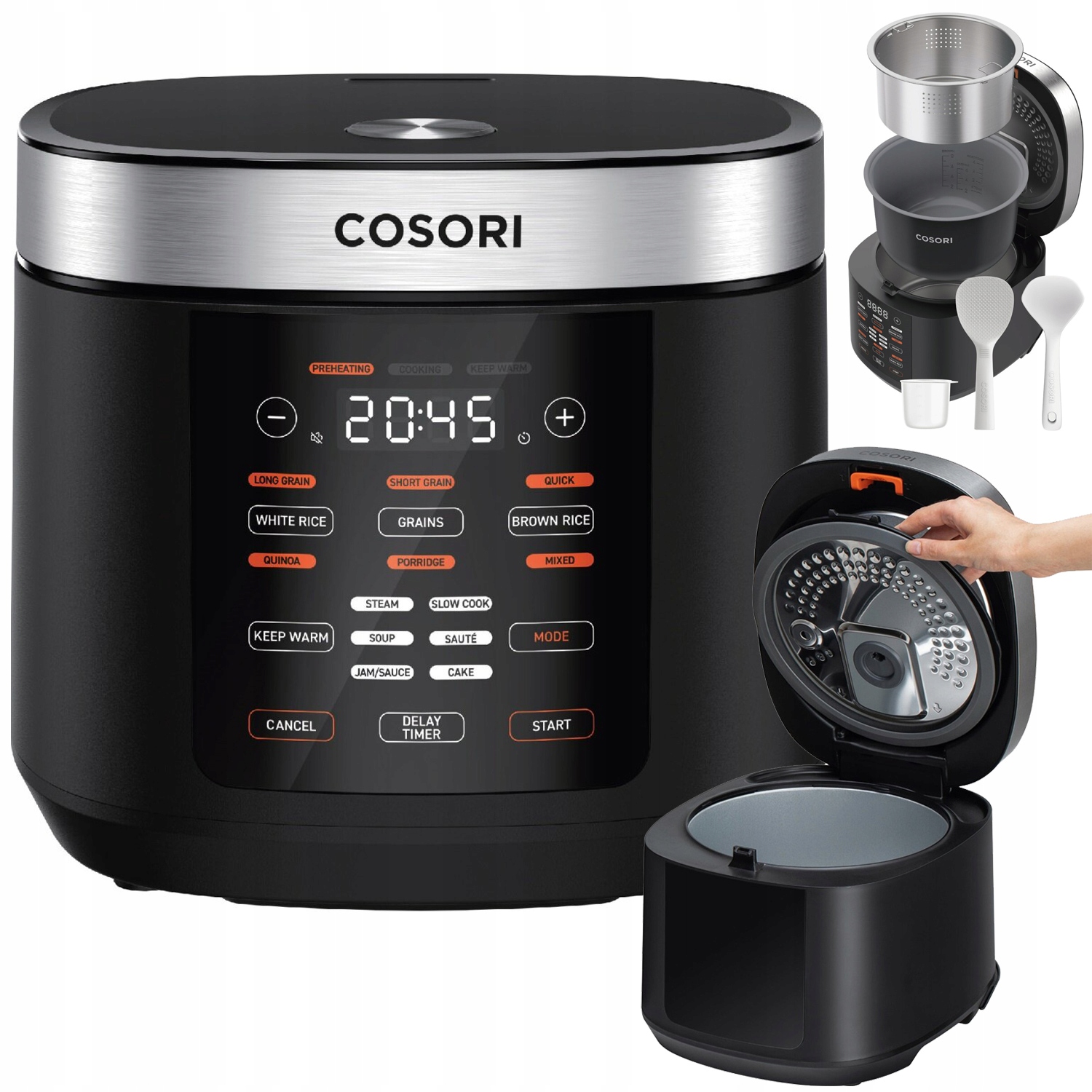Wolnowar Multicooker Gotowanie na parze Wielofunkcyjny Cosori Czarny 970W 5