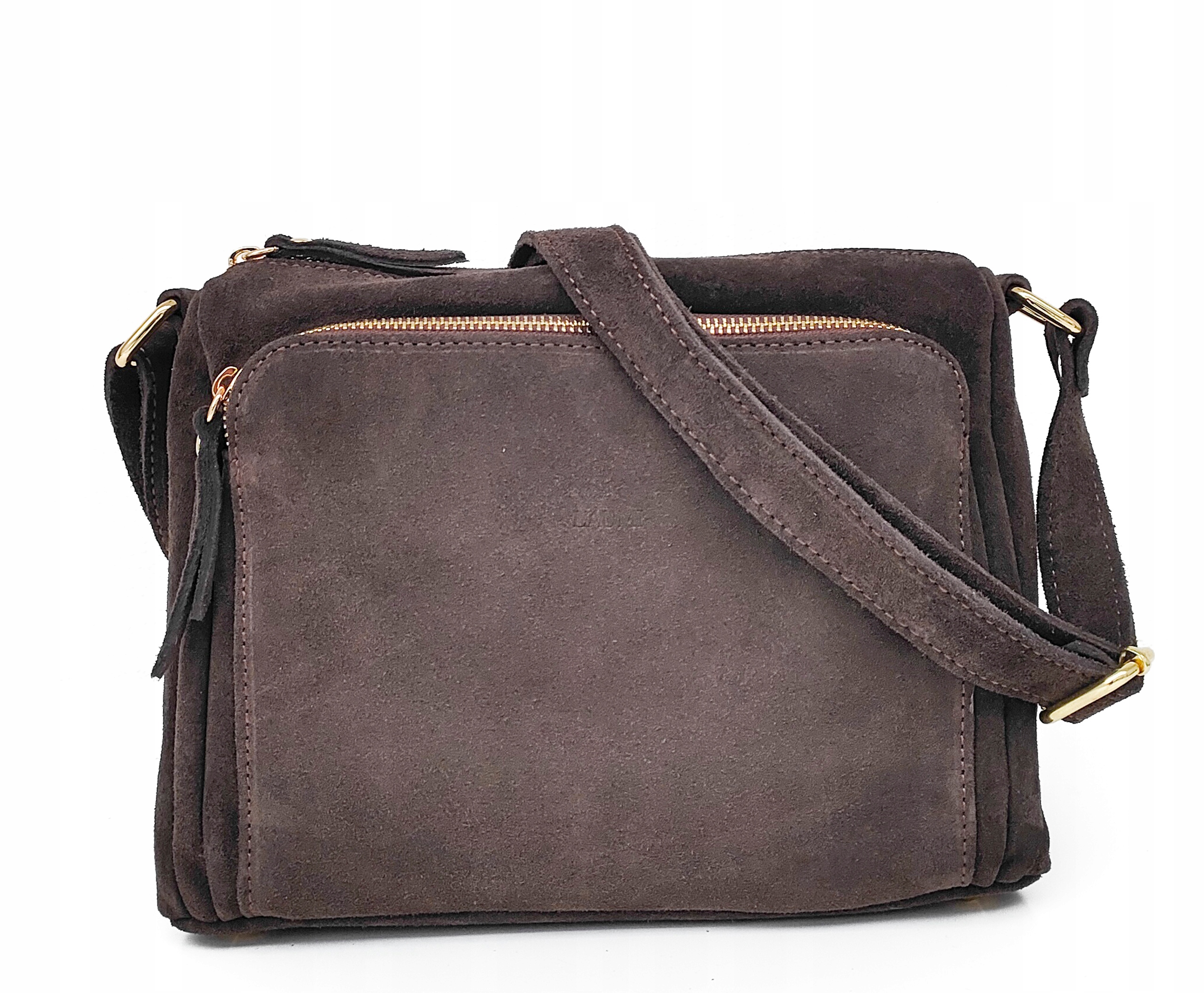 Zamszowa czekoladowa torebka listonoszka