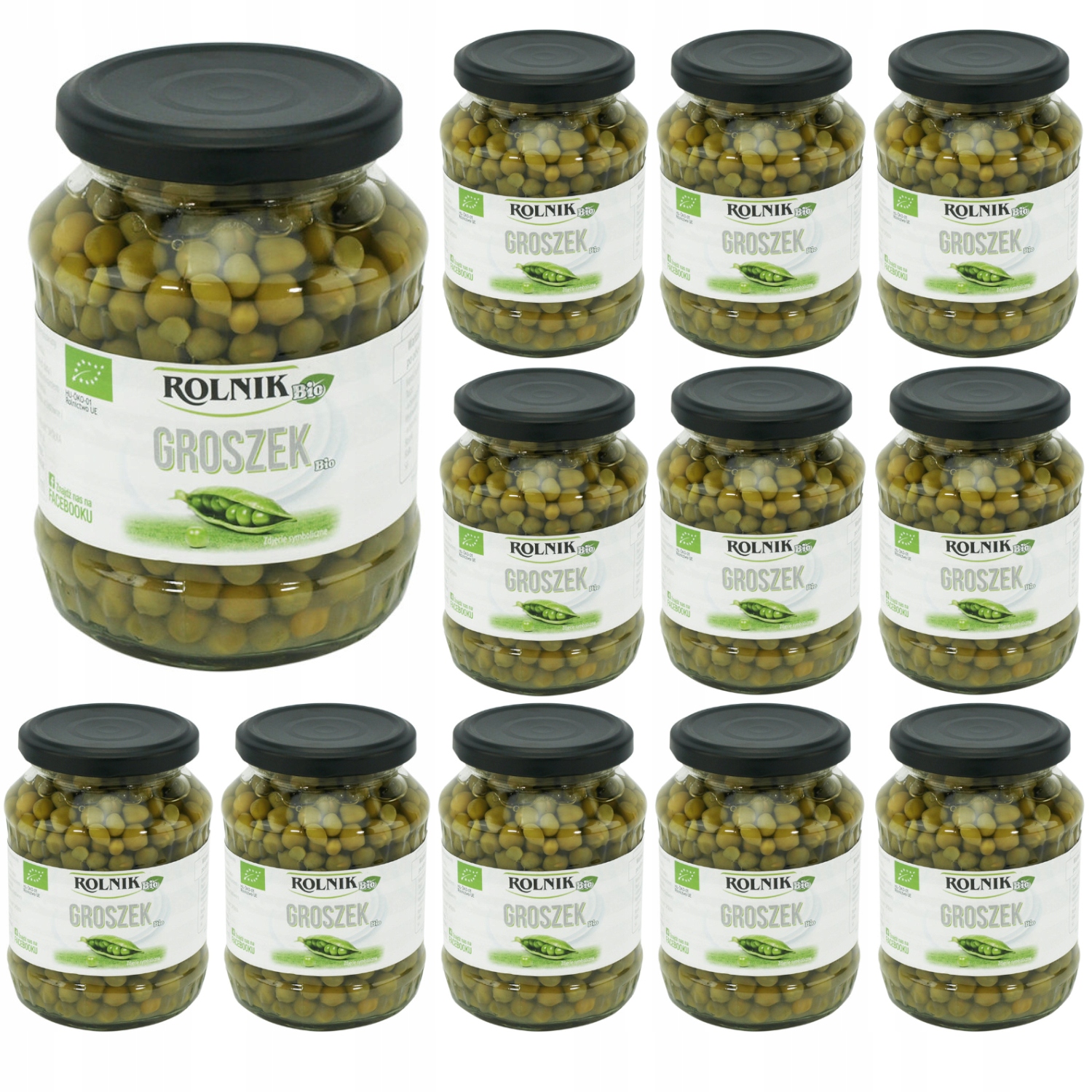 Rolnik Groszek konserwowy Bio zielony 12 x 370 ml