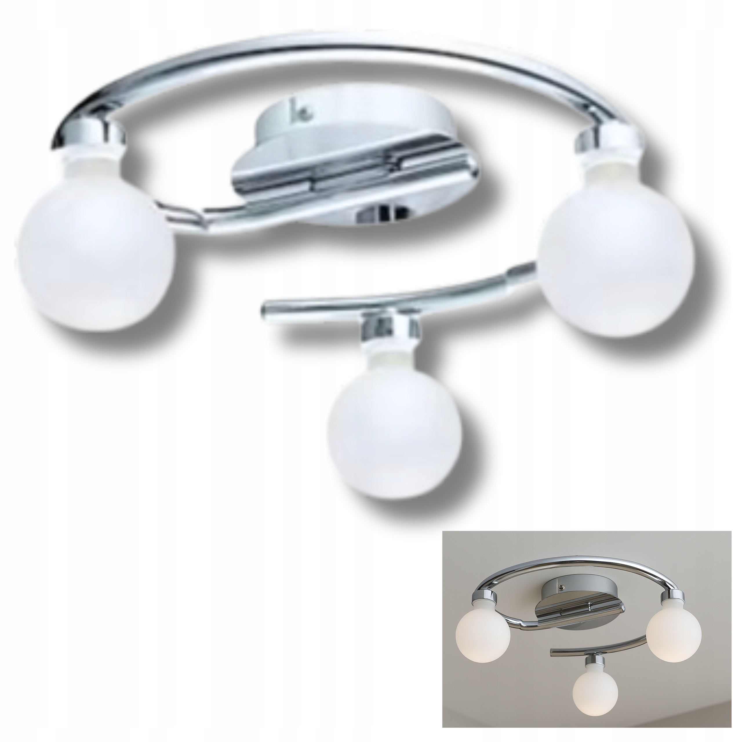 Lustr Stropní Osvětlení Stropní Stropní Svítidlo Kovové Koule Spirála Chrom