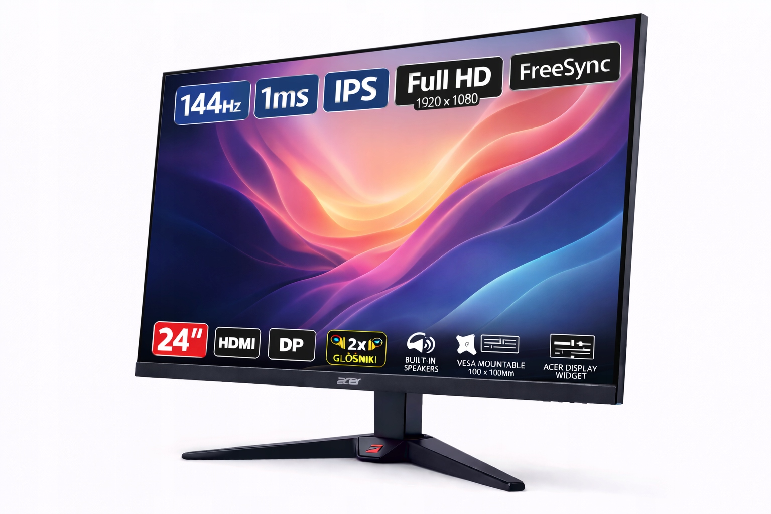 Monitor Acer Nitro 24" Ips 144Hz 1ms FreeSync Full Hd Hdmi Dp Głośniki