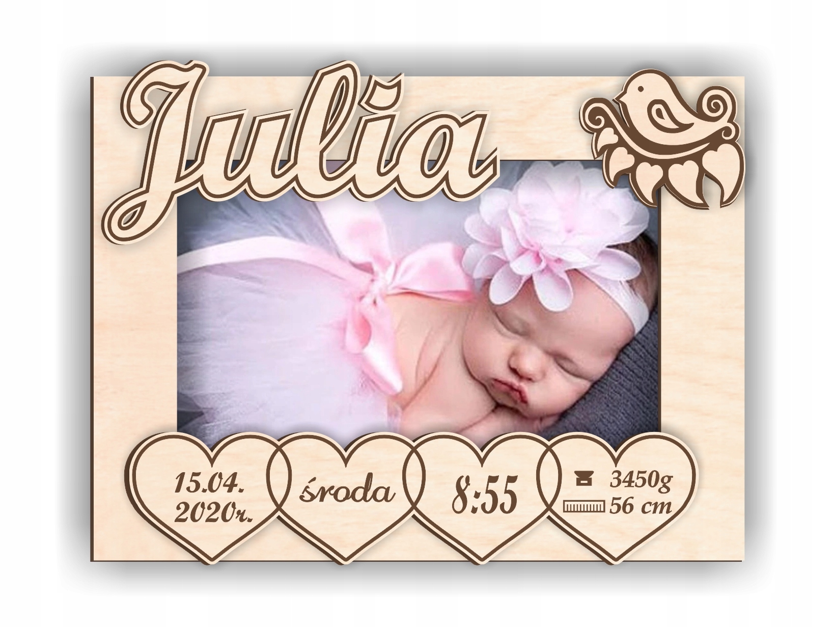 METRYCZKA ramka IMIĘ data urodzenia waga dziecka 11939925933 Allegro.pl