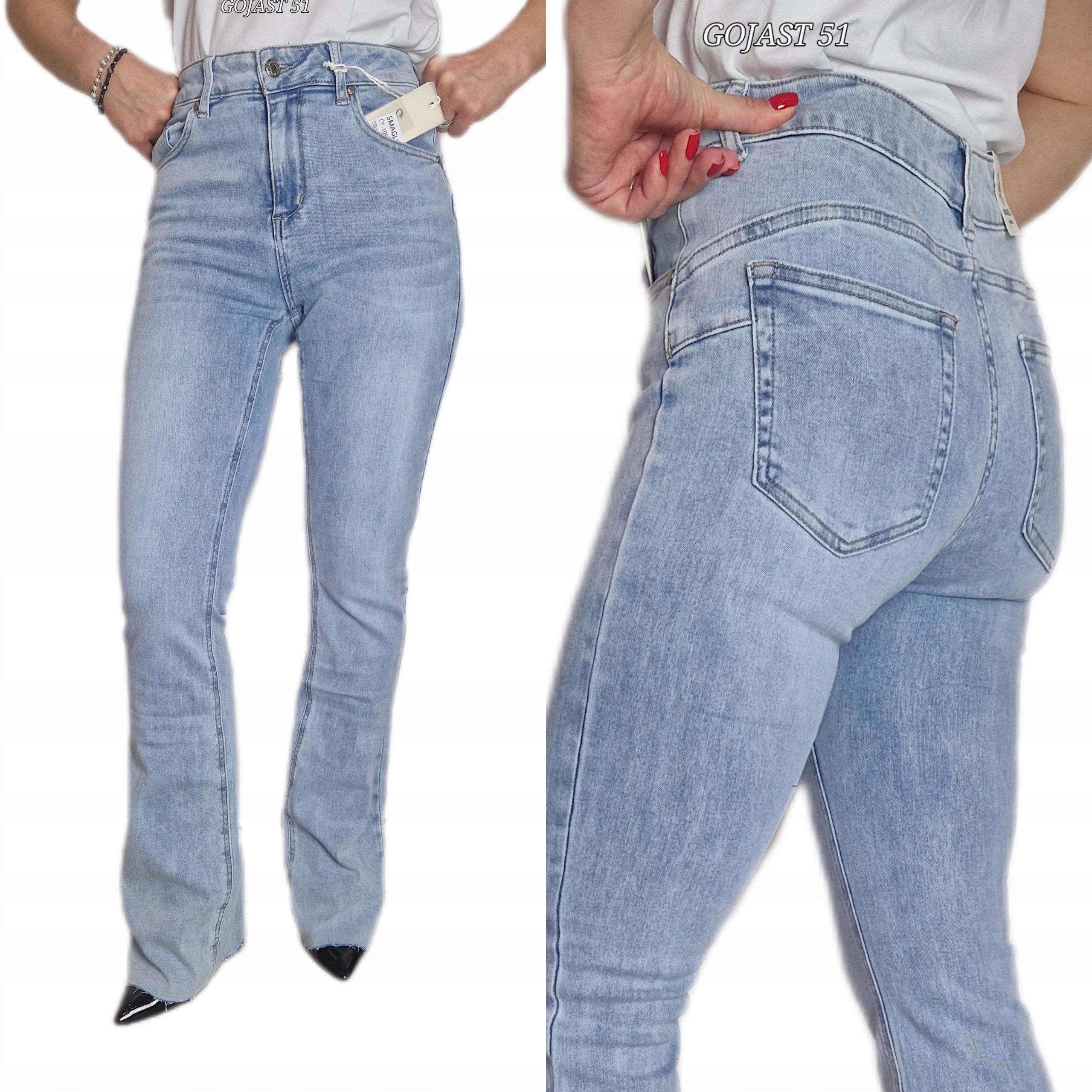 Dámské kalhoty Zvony Džíny Zeštíhlující Světlé Dlouhá Nohavice