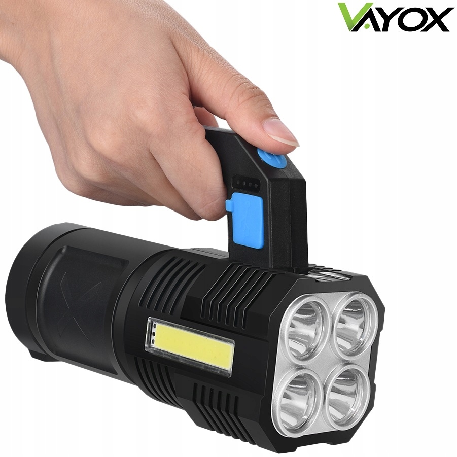 LATARKA LED AKUMULATOROWA SZPERACZ REFLEKTOR VAYOX Materiał ABS