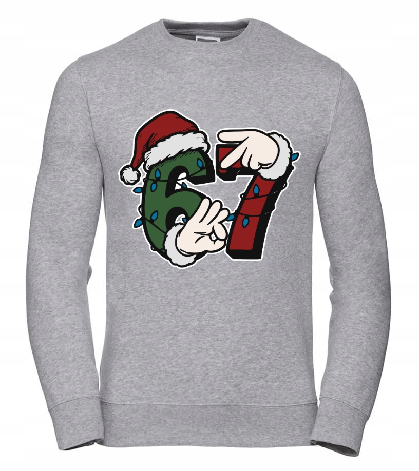 Pánská Mikina 67 Christmas Hands 4XL Šedá Dárek 67 Six Seven Neho Chlapa