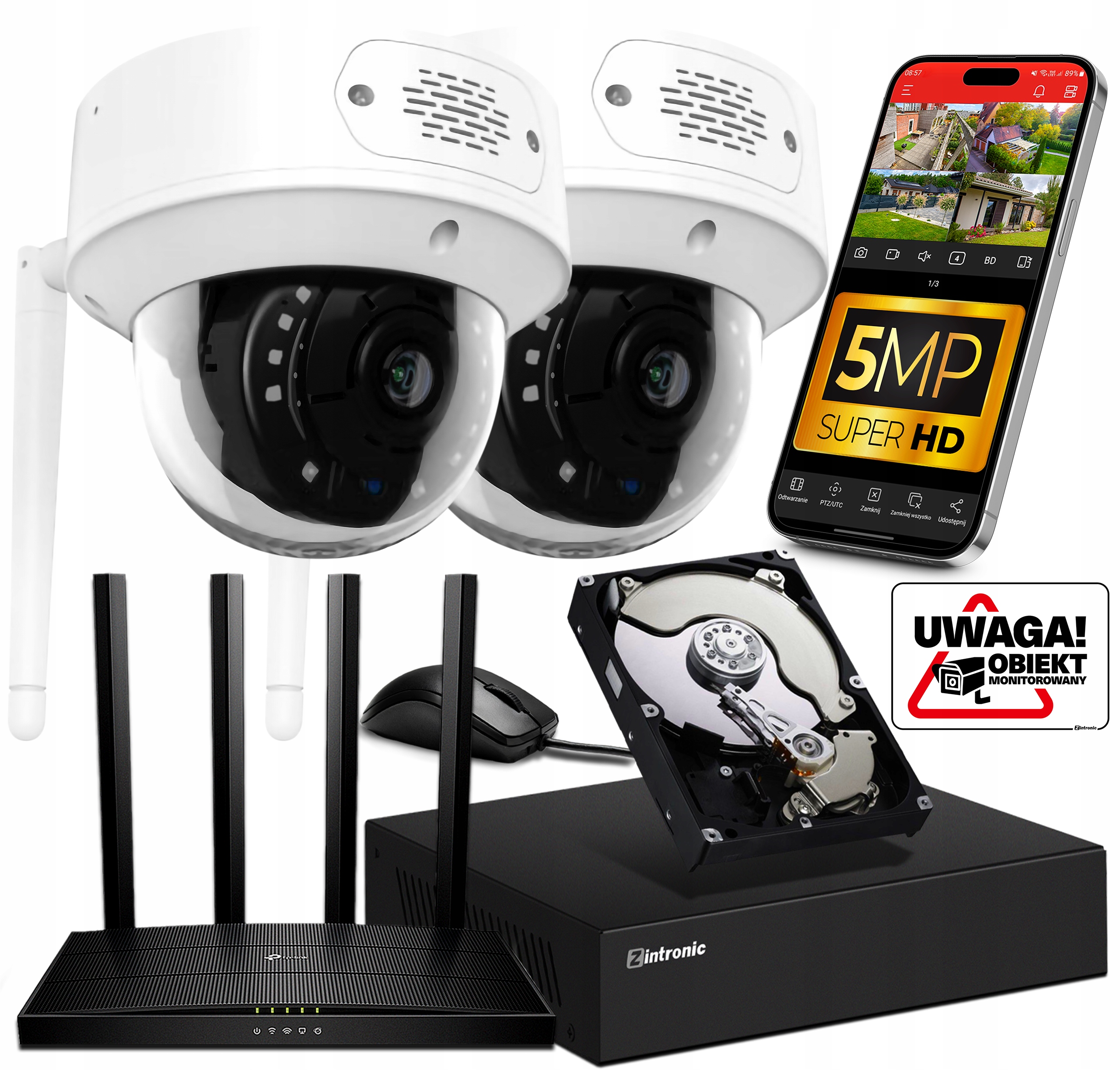 Sada Monitorování 2 vnitřních Ip kamer WiFi 5MPx 3xZOOM, Audio+aplikace