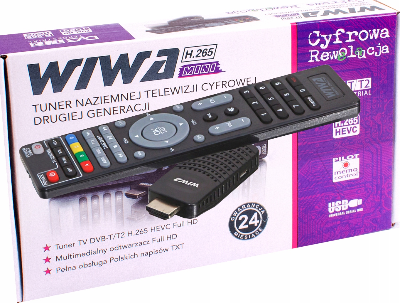 

Dekoder Tuner Wiwa Tv Naziemnej DVB-T2 H.265 Mini