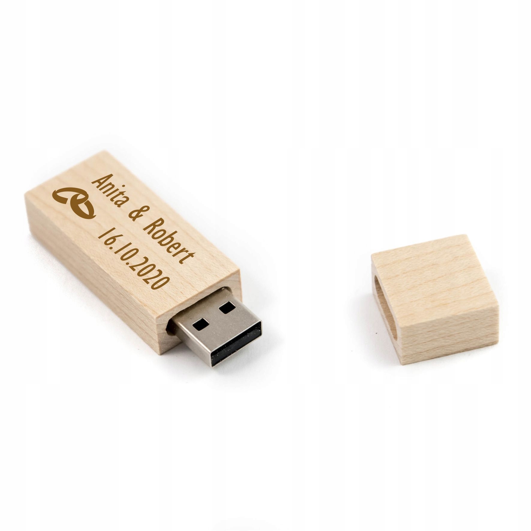 Pendrive drewniany Jasne drewno Klon 2 Gb Usb 2.0 Grawer Na Ślub