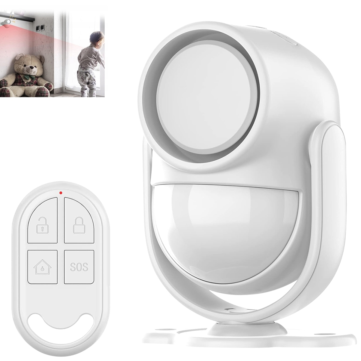 Alarm Bezprzewodowy Sensor Ruchu do Domu Garażu Syrena 125dB + Piloty