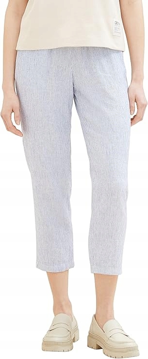 Tom Tailor Lněné Modré Doutníkové Kalhoty 7/8 XXL 6FA