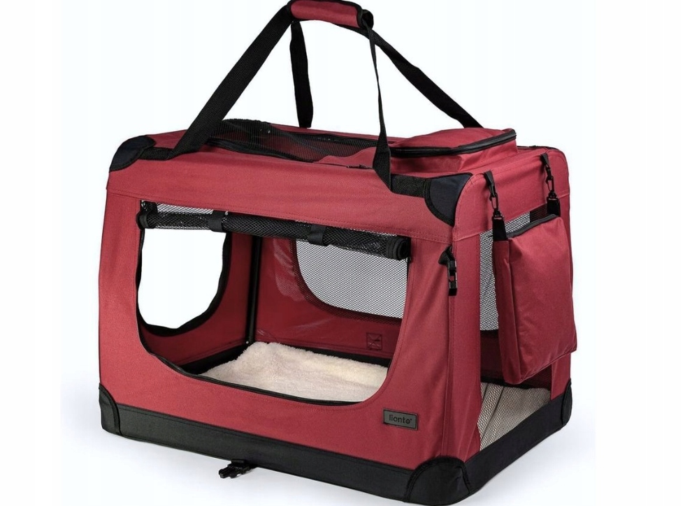 Levně Přepravka pro psa Lionto 70x50x50 cm bordový pes zvířata přepravka