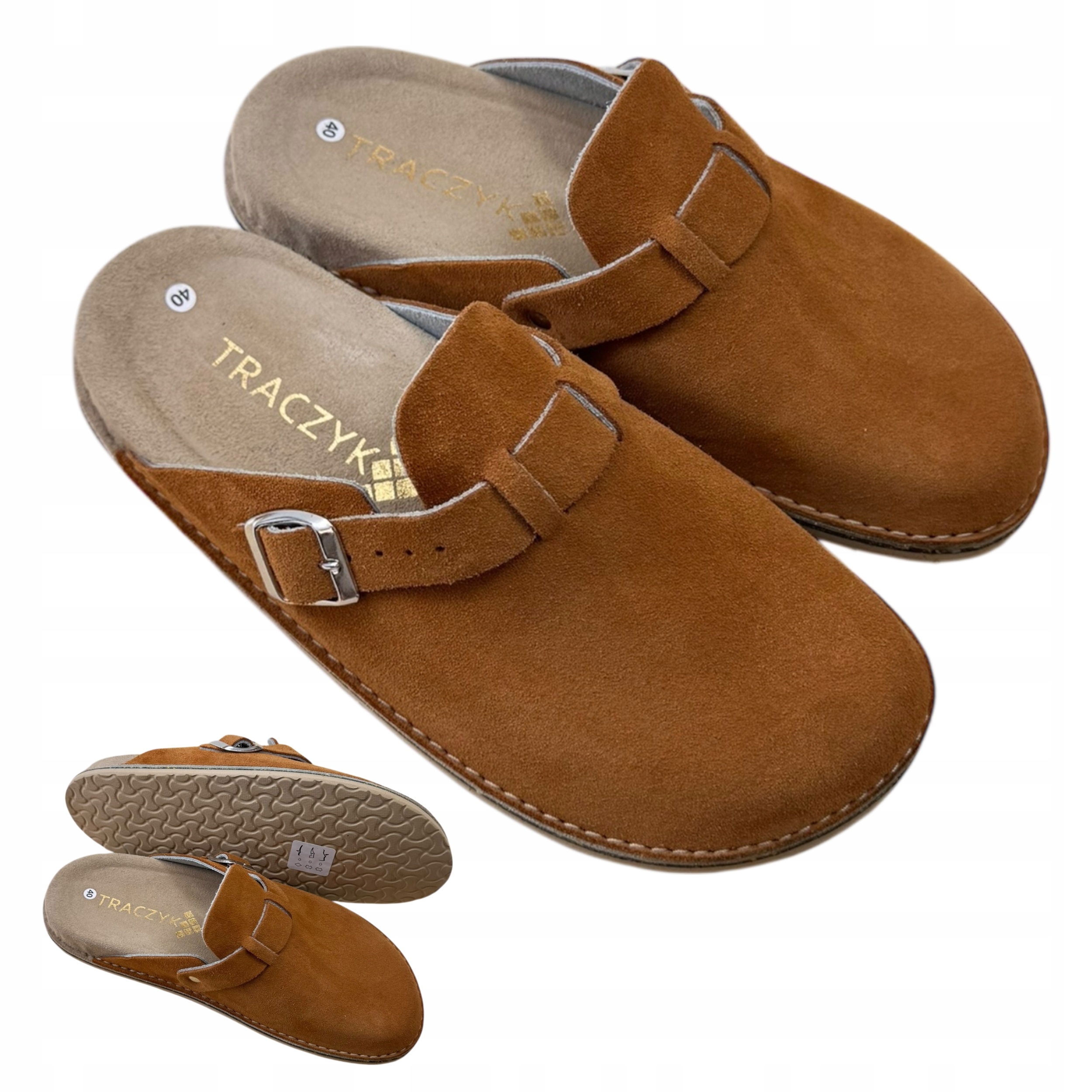 Nazouváky Traczyk Papuče Tabacco Přírodní Kůže Fusbet vel. 44