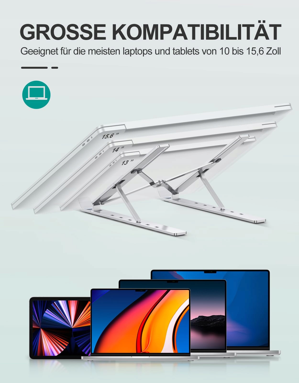 BABACOM Aluminiowy Stojak Na Laptopa Regulowany Chłodzący 10-15,6 Cali — miniatura 6