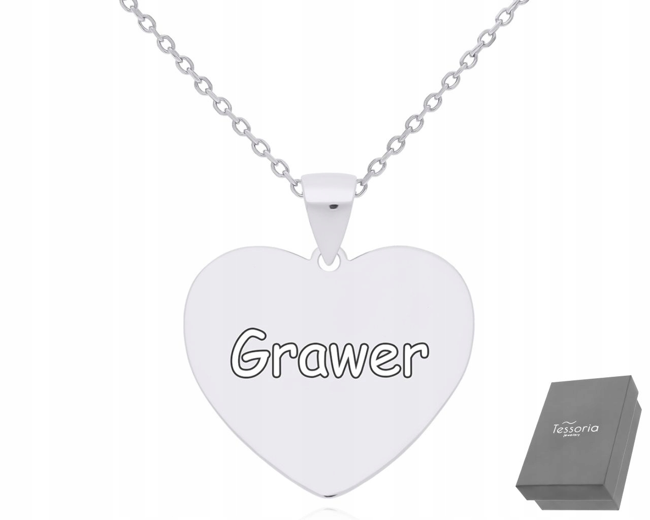 Stříbrný Náhrdelník Se Srdcem Gravírování Velké 925 Jako Dárek délka 42 cm