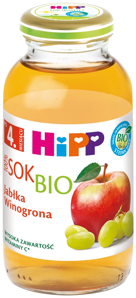 HiPP BIO 100% sok jabłkowo winogronowy dla dzieci po 4. miesiącu 200 ml