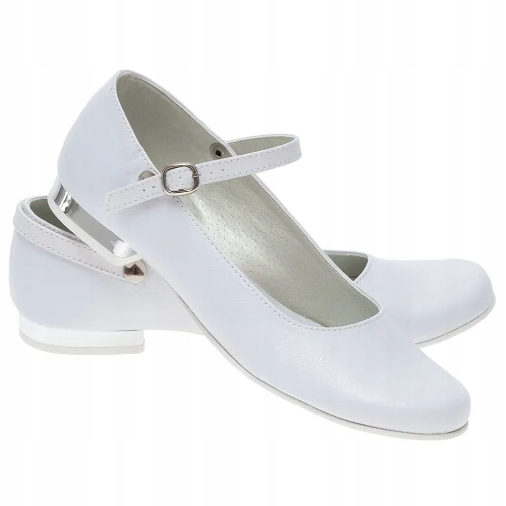 Białe buty komunijne dla dziewczynki dziewczęce balerina baleriny OM830-33
