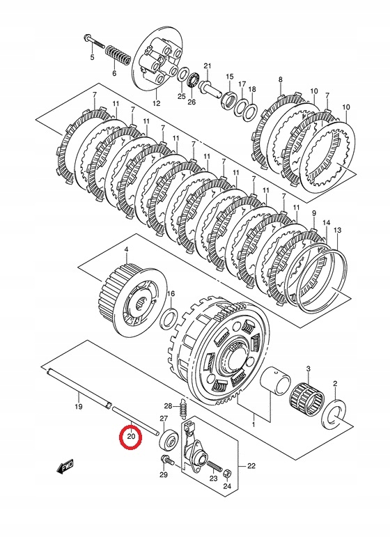 Popychacz Sprzęgła SUZUKI GSX-R 600 750 1000 GSX-S GSR 750 Numer katalogowy części 23111-35F00