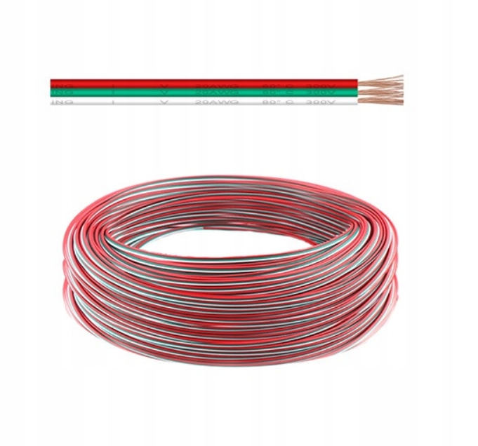 

Przewód kabel do taśm Led 3x0.5mm 3 żyły AWG20 1mb