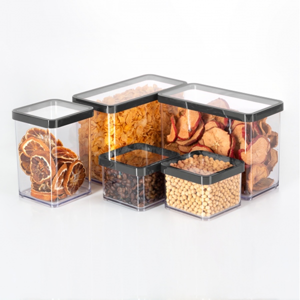 ROTHO ZESTAW 4x POJEMNIKÓW POJEMNIK ORGANIZER NA ŻYWNOŚĆ 1,5L CZARNE LOFT Materiał wykonania tworzywo sztuczne