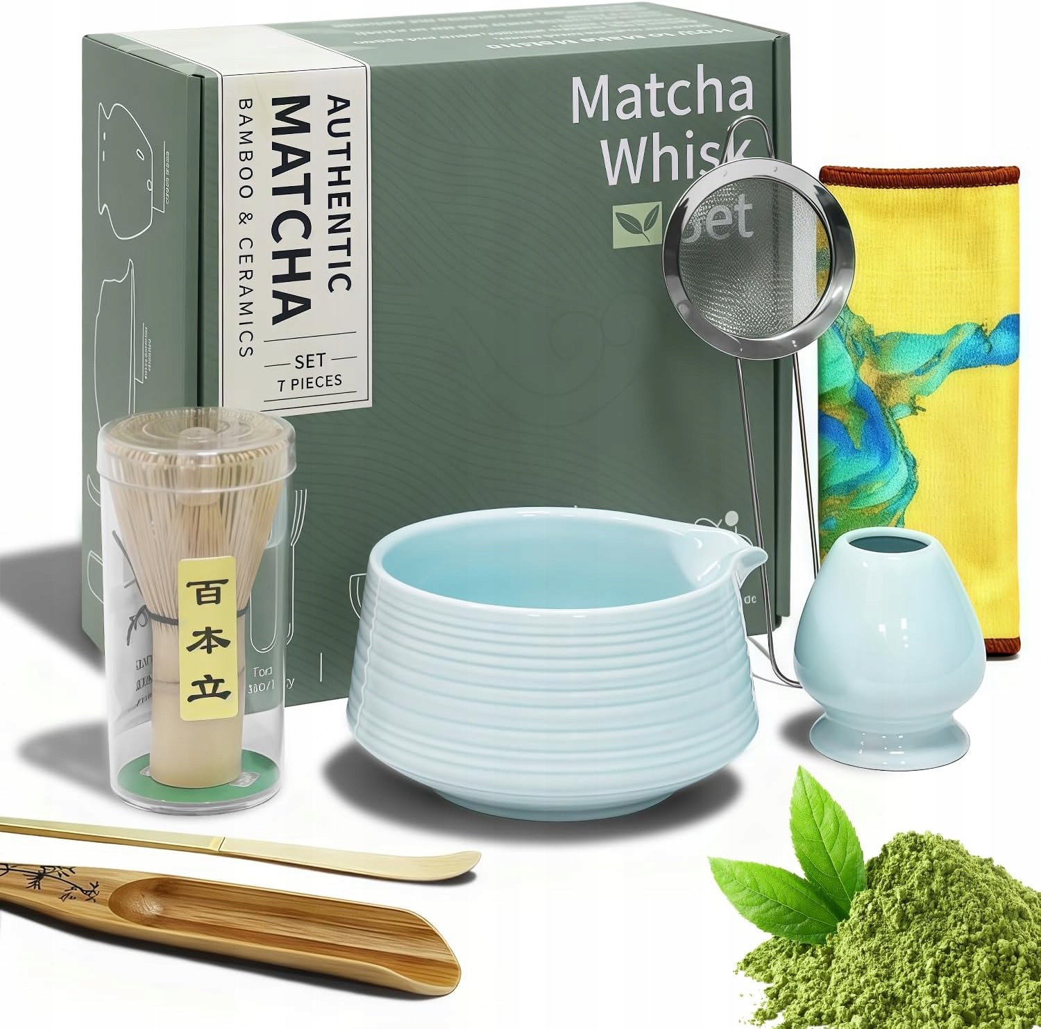 Zestaw do herbaty matcha 7-częściowy zestaw podstawka łyżeczka