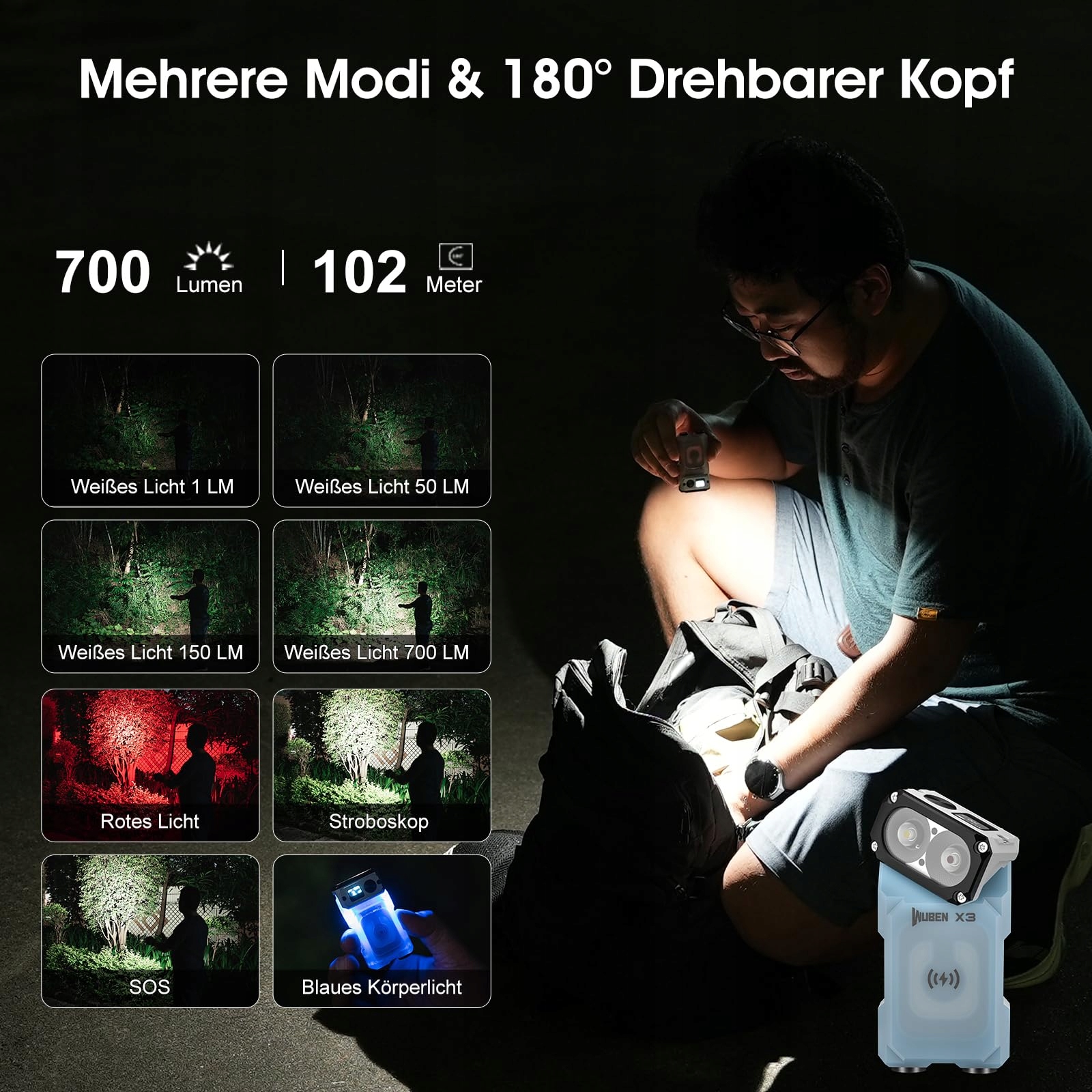 WUBEN X3 PRO Mini Latarka LED IP65 Wodoodporna 10 Trybów Typ-C — miniatura 2