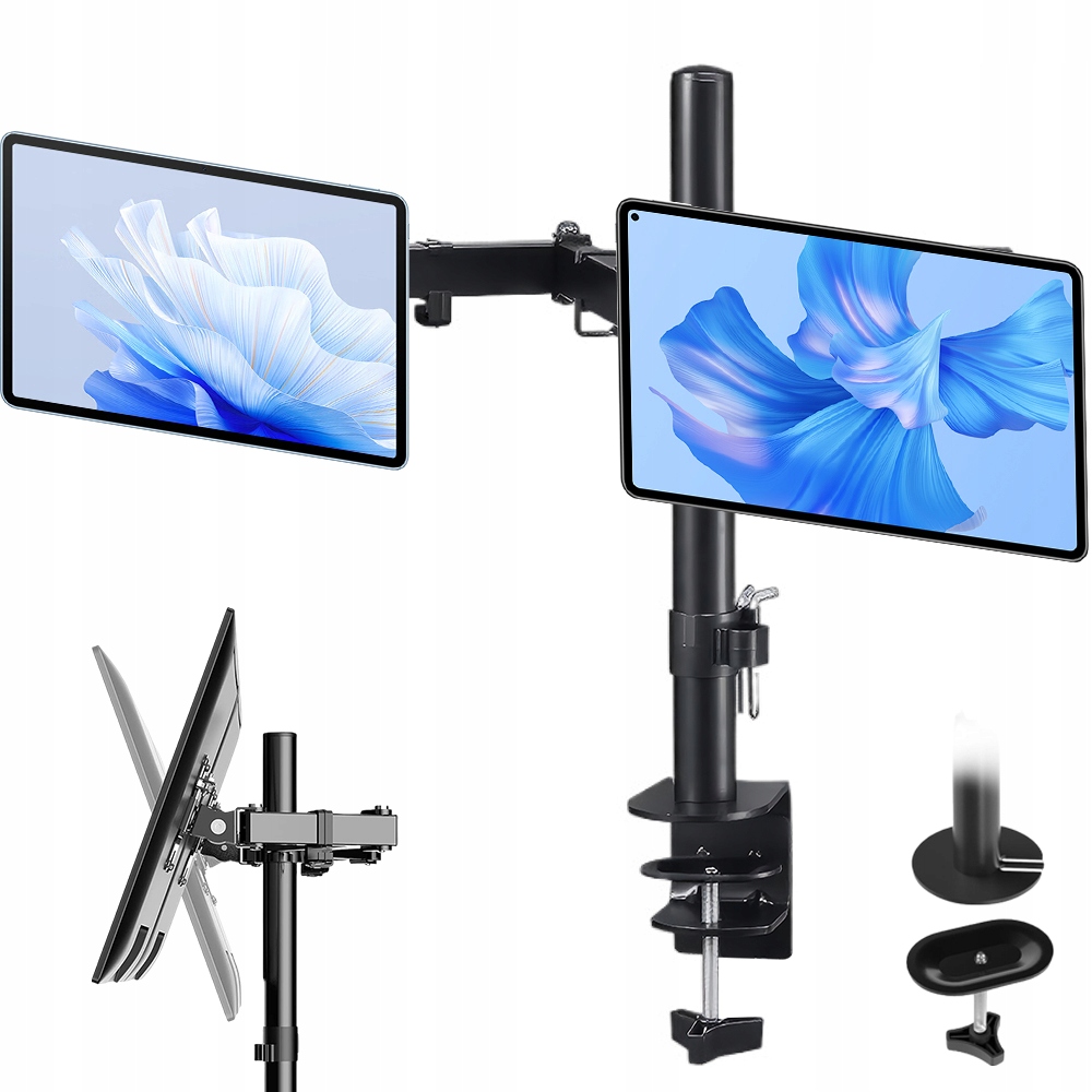 Univerzální Ocel Pohyblivý Stolní Držák Stojan Pro Dva Monitory 13-30" Vesa